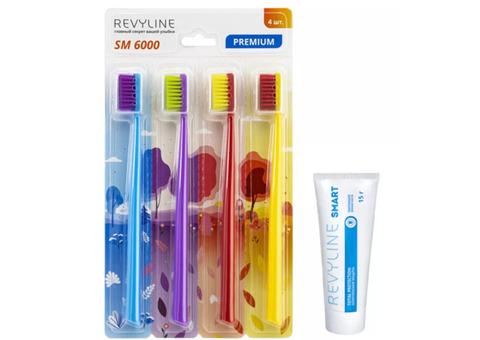 Зубные щетки Revyline SM6000 Smart (4 шт) и зубная паста (15 г)